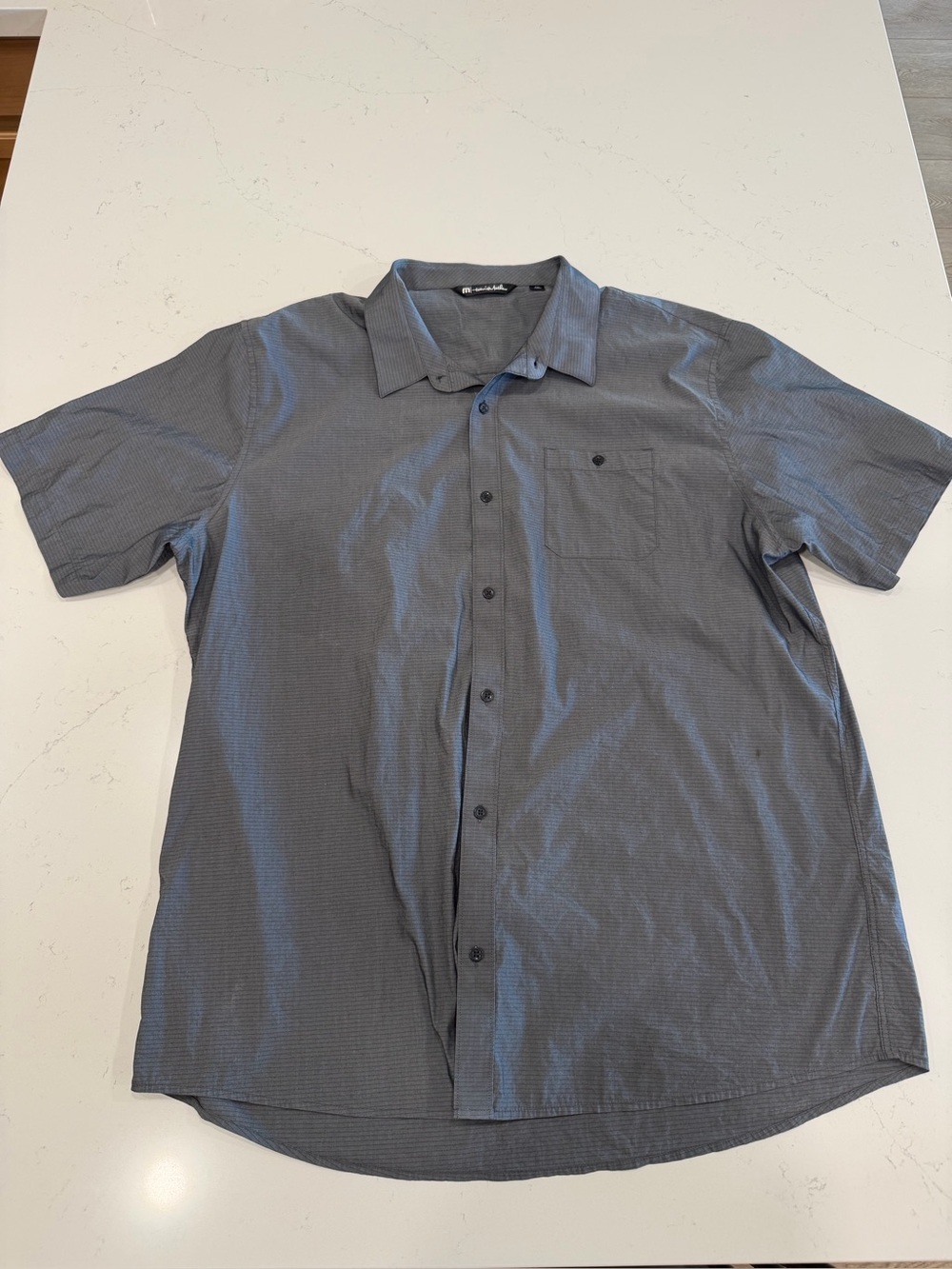 Travis Mathew Men's Charcoal Short-Sleeve Button-Down Shirt - 3XL